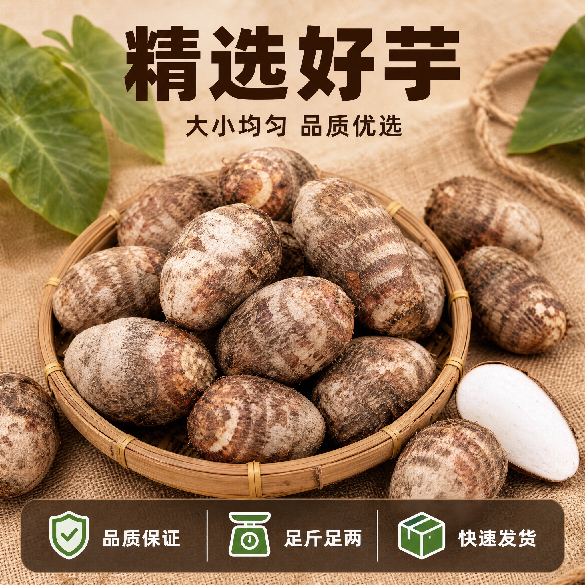 [主图-5] 芋头 规格展示与品质保障。 [统一基调] 整体风… - 图片创意预览