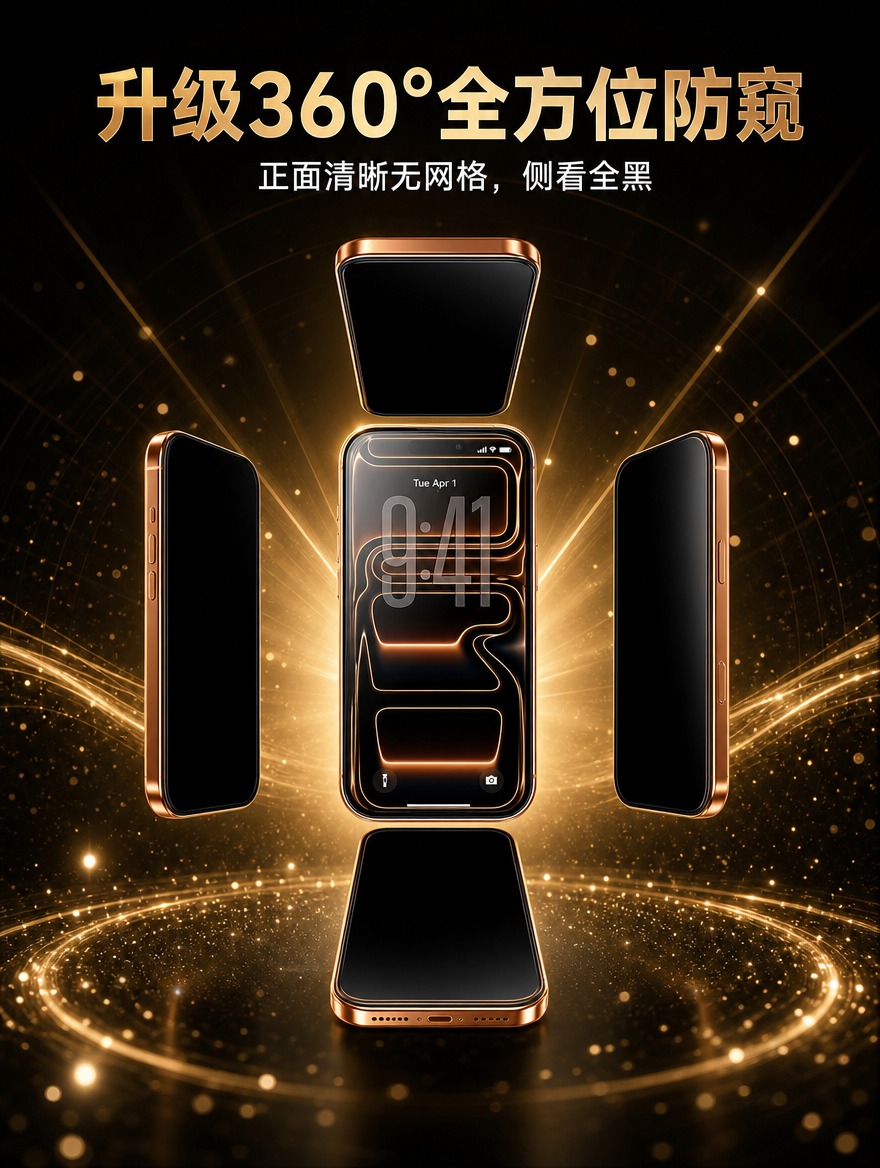 [商品] 使用【图1】中的手机钢化膜产品；保留手机金色边框、屏… - 图片创意预览