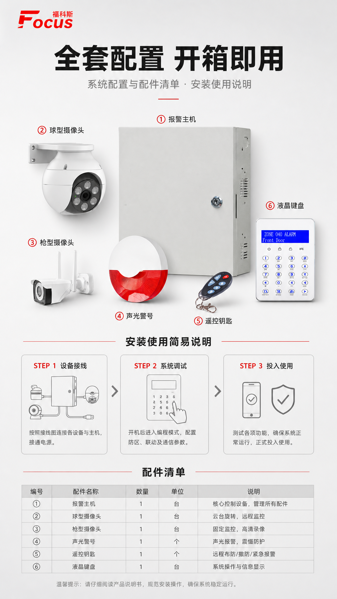[商品] 使用【图1】福科斯APP视频复核报警主机全套配件，做… - 图片创意预览