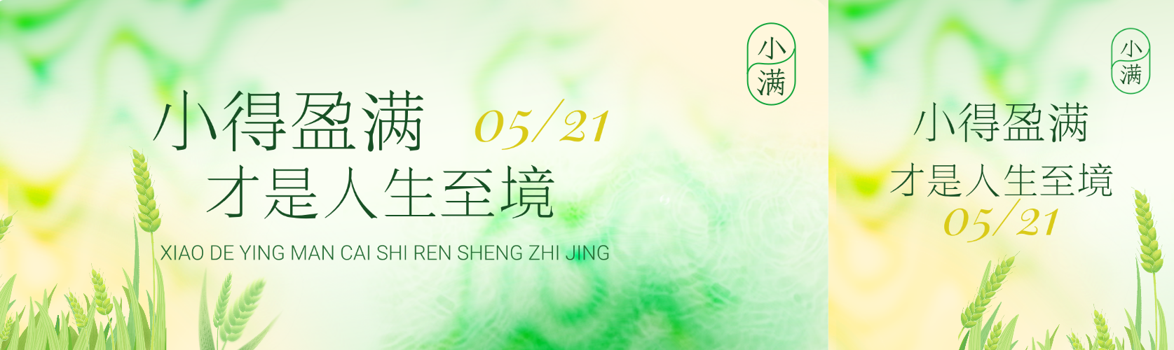 小满节气祝福科普问候宣传清新插画公众号双封面预览效果