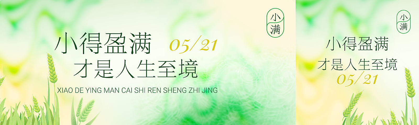 小满节气祝福科普问候宣传清新插画公众号双封面