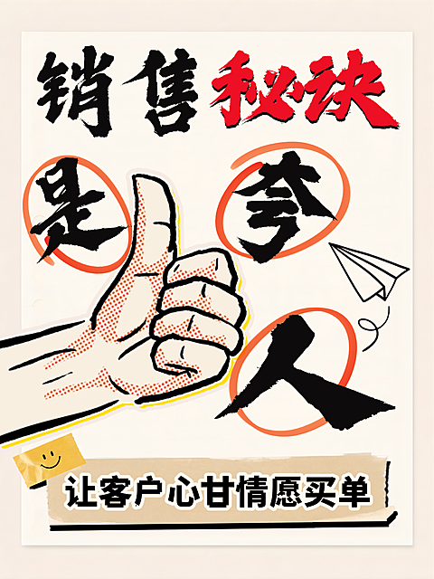 趣味职场经验分享新人销售秘诀知识简约大字小红书卡通手账风爆款封面