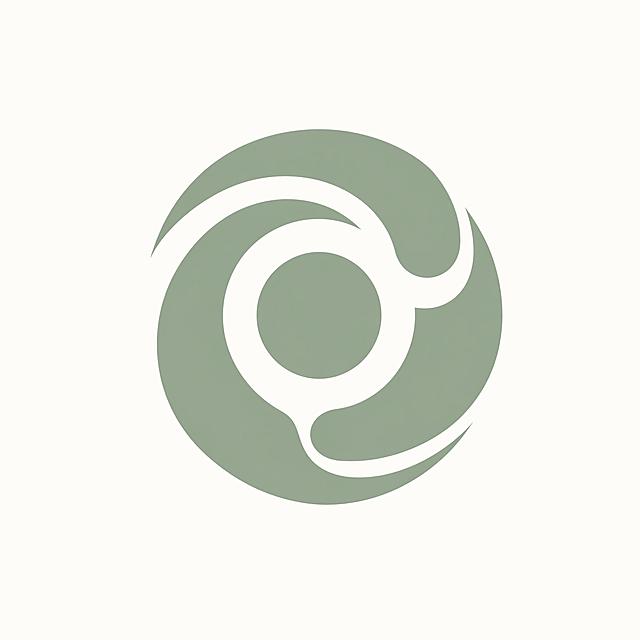 纯色背景，圆形意向为主的平面图形标Logo设计，品牌为会当家低碳有机生活馆，行业有机礼品，极简现代风格，高端精致调性，纯色为主，线条不要太细，不包含房子、文字、叶子元素，同心圆嵌套结构，低饱和莫兰迪绿色纯色，体现有机循环理念。图形整体完整呈现不裁切，四周留安全边距。比例1:1