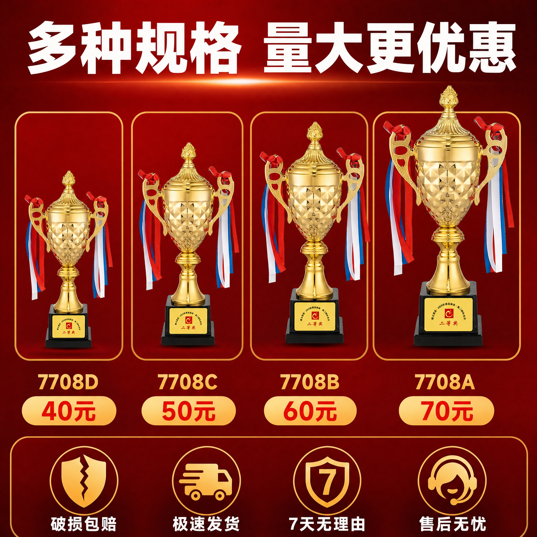 [主图-4] 金色金属冠军奖杯 多种规格量大更优惠，复刻第四张… - 图片创意预览