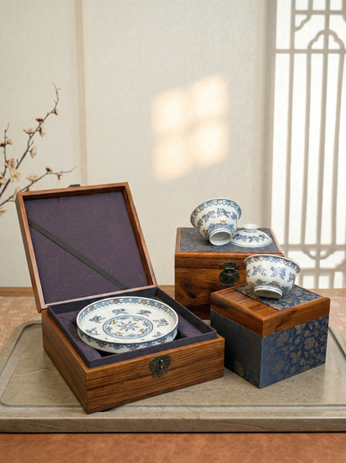 保留图片中的茶具产品主体不变，将背景替换为更具中式意境的简洁雅致场景，画面干净、突出产品，适合电商展示预览效果