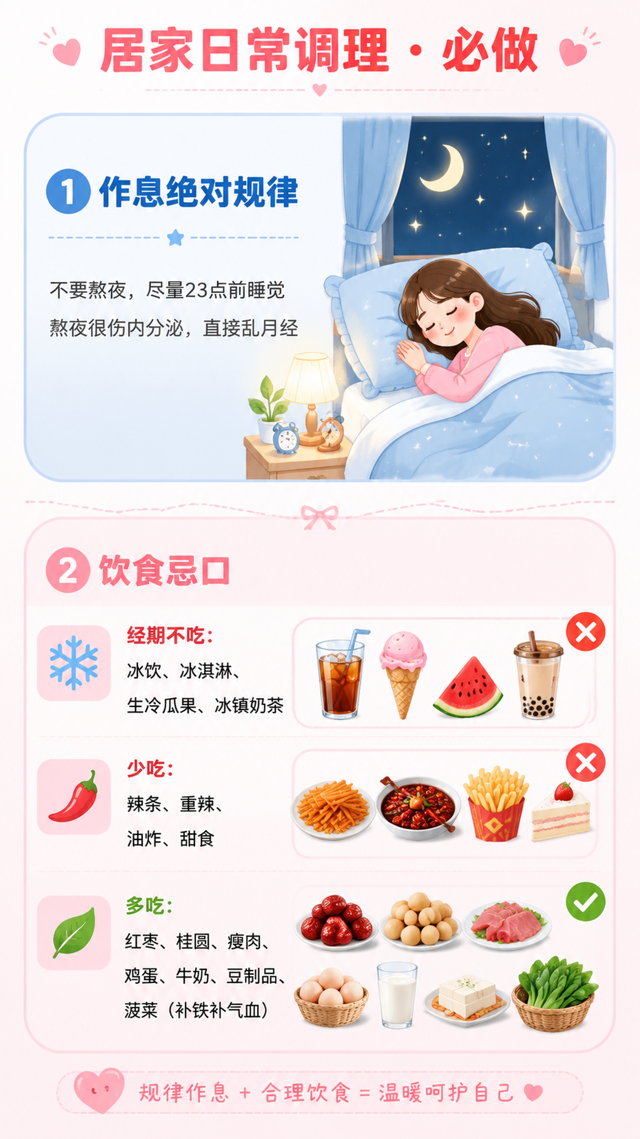 [第4屏] 居家日常调理屏（上）- 作息规律 + 饮食忌口两大… - 图片创意预览