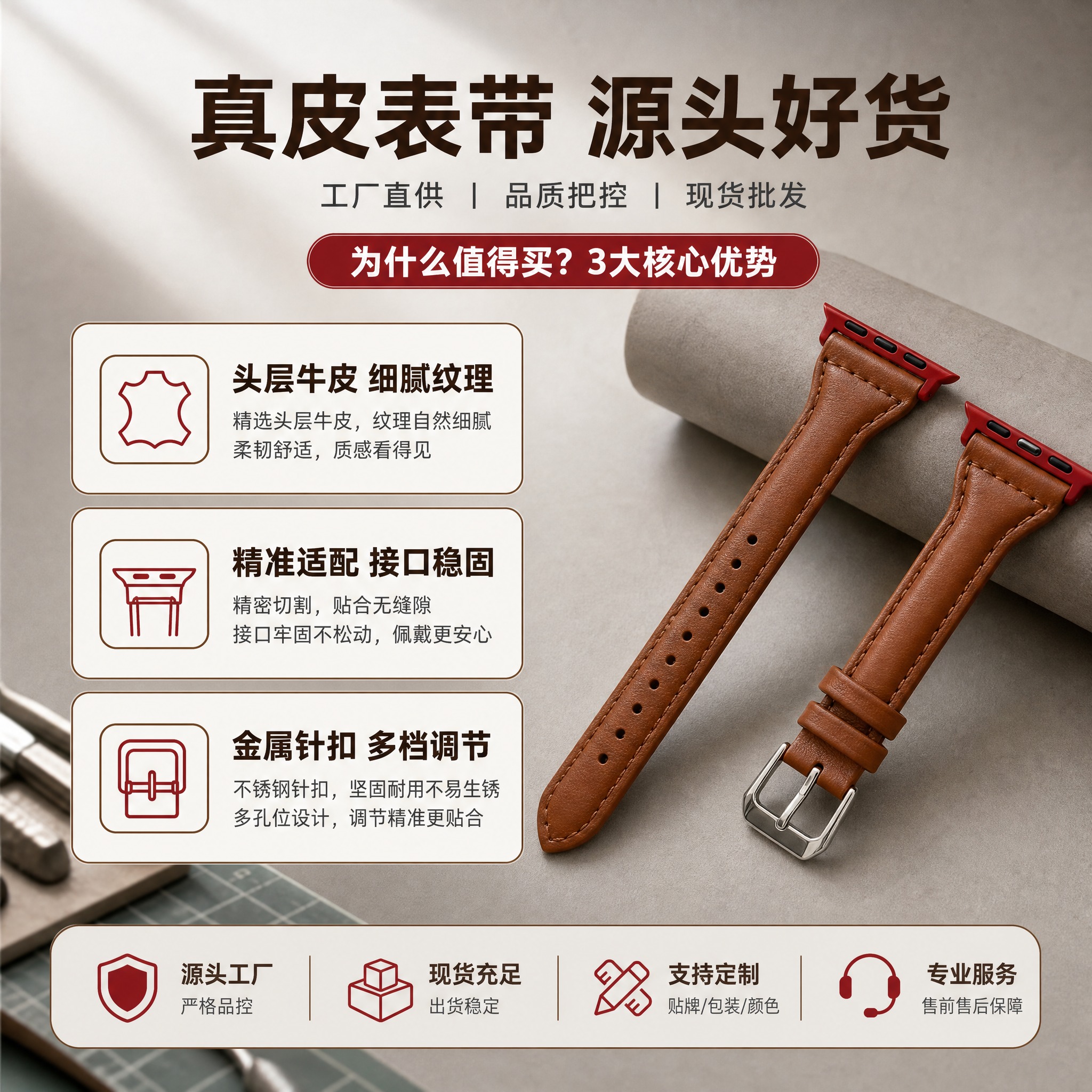 [主图-2] 核心价值与关键卖点，围绕「真皮质感+精准适配+耐… - 图片创意预览