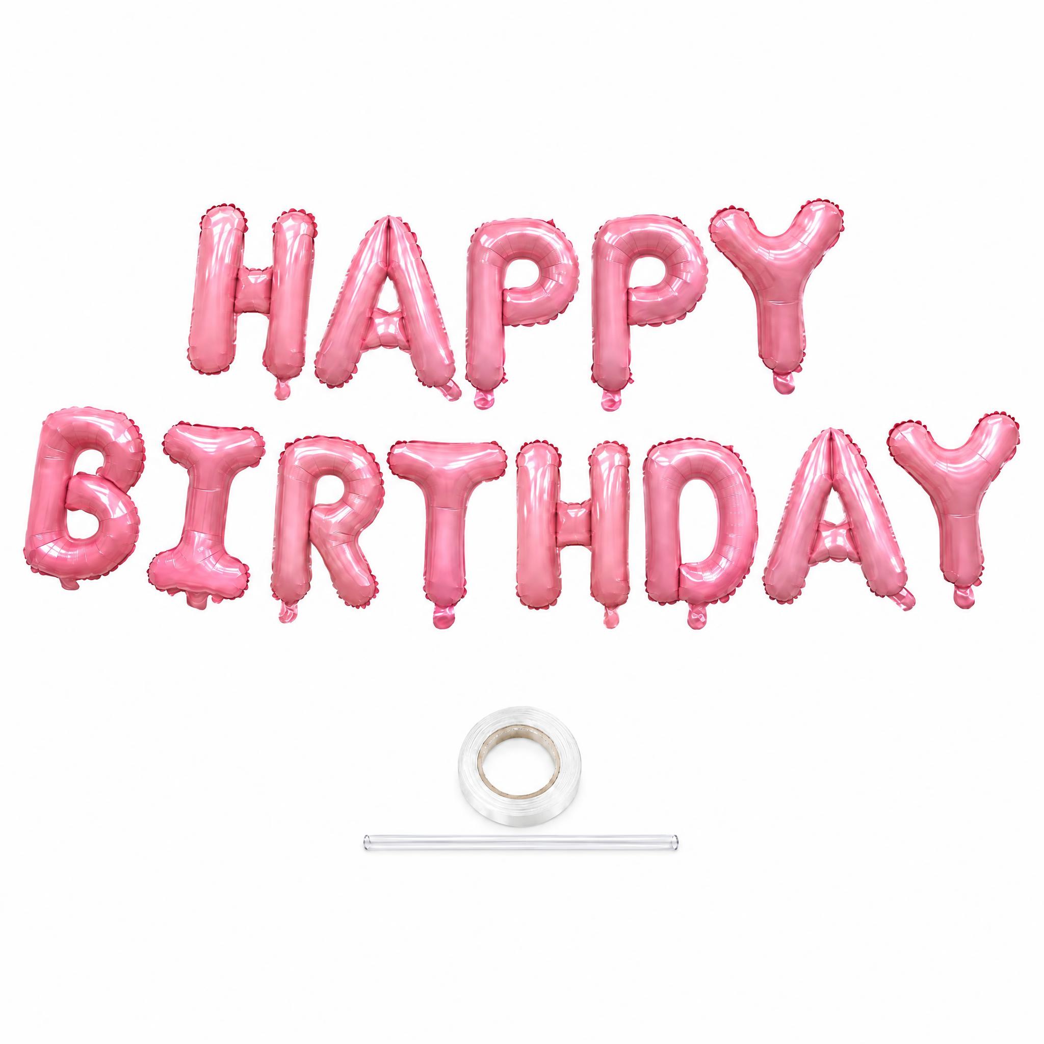 HAPPY BIRTHDAY粉色字母气球的颜色、大小、形状完全… - 图片创意预览