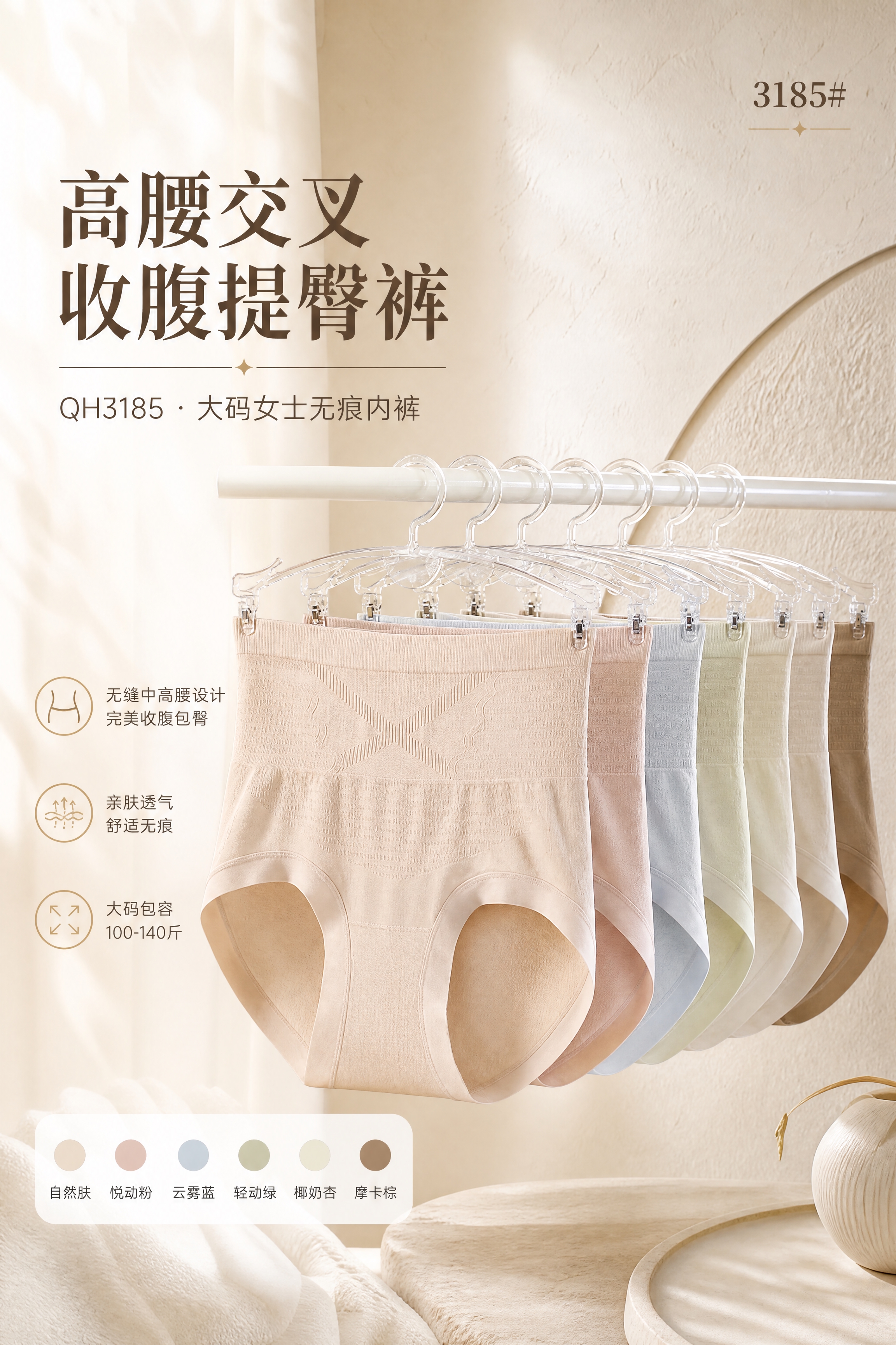 [商品] 使用【图1】QH3185高腰交叉收腹提臀内裤，保留高… - 图片创意预览