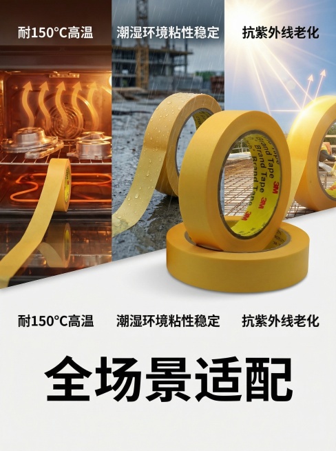 一、核心参数​
​
类别​
关键信息​
基础属性​
品牌：3M Scotch®；颜色：橘黄色（醒目易识别）；厚度：0.08-0.085mm​
规格尺寸​
宽度可选 10mm、12mm、18mm、24m预览效果