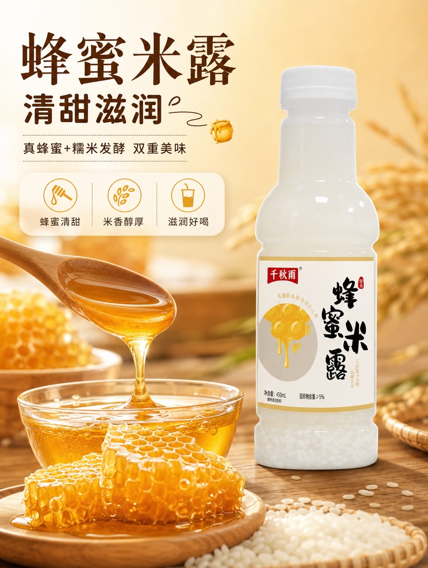 [商品] 使用【图1】蜂蜜米露，千秋雨品牌450ml塑料瓶装；… - 图片创意预览