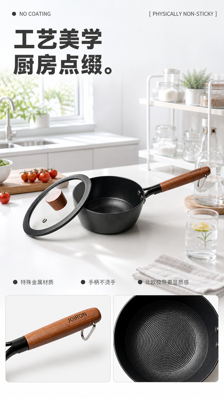 [商品] 使用【图2】JOIRON木柄铁锅（带玻璃盖）斜侧角度… - 图片创意预览