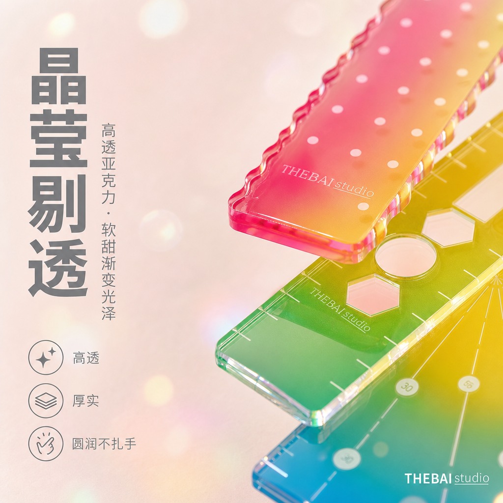 1:1方形构图，严格还原上传的THEBAI studio掌心尺… - 图片创意预览