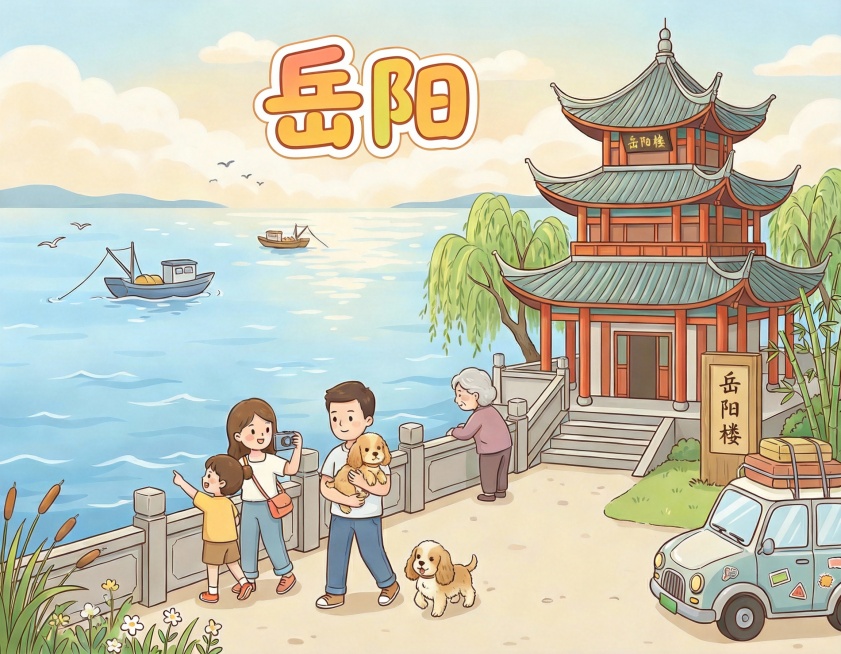帮我增加岳阳两个字再图像上，需要卡通的形象预览效果