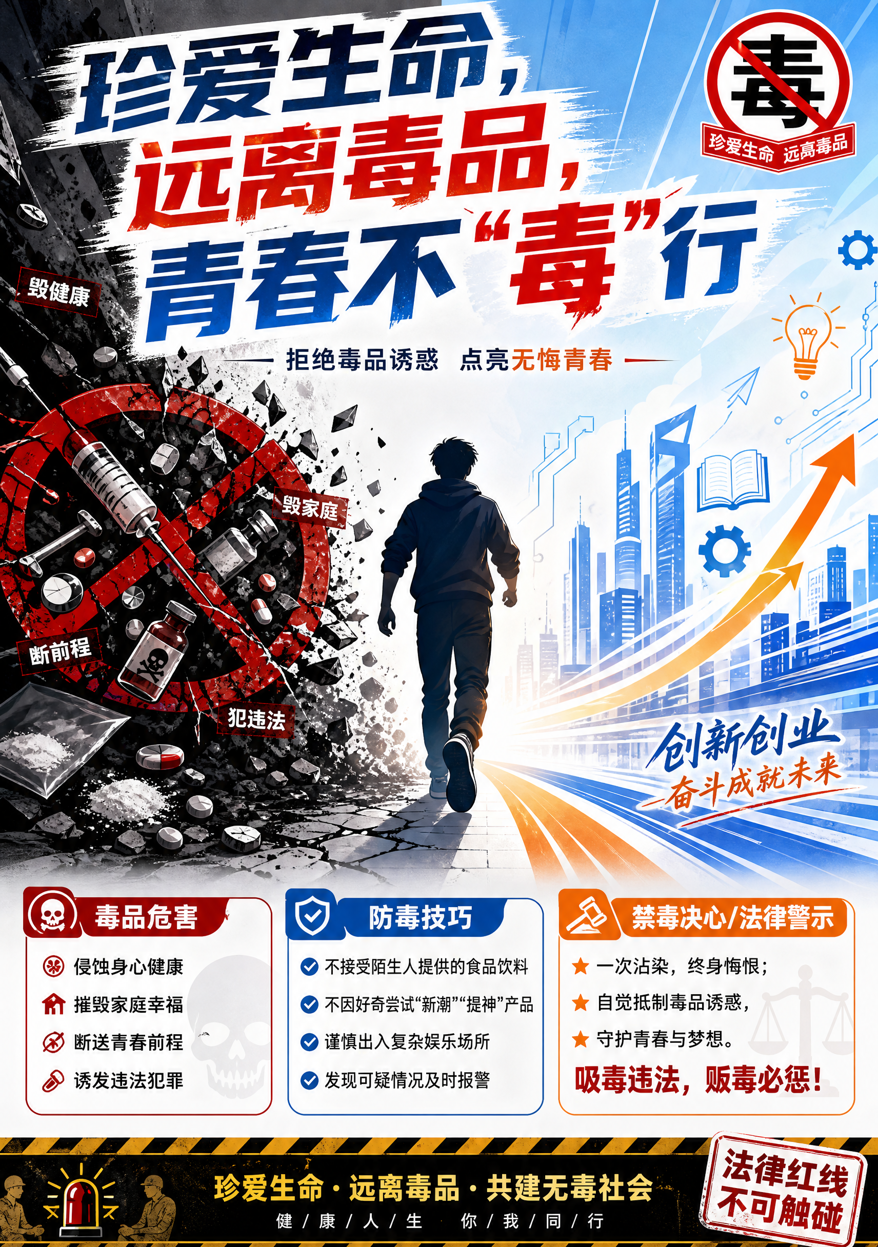 “珍爱生命，远离毒品，青春不“毒”行”主题公益海报，A3竖版，… - 图片创意预览