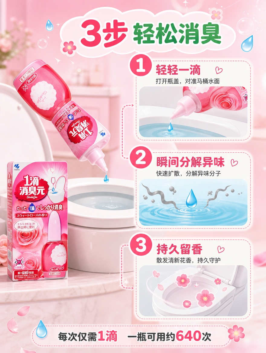 [商品] 使用【图1】粉色消臭元产品图；保留瓶身造型、粉色主体… - 图片创意预览