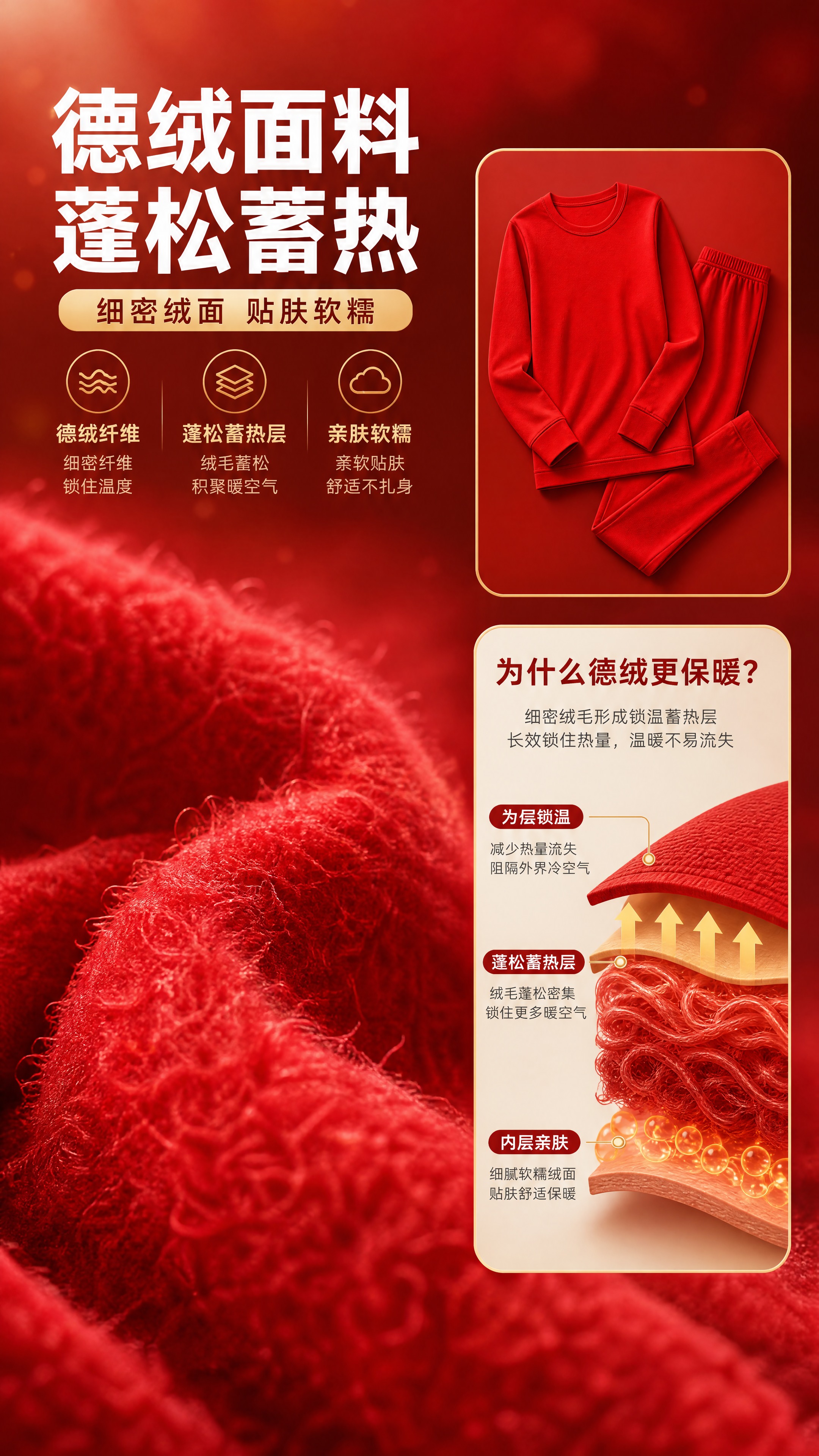 [商品] 使用【图1】中的红色德绒保暖秋衣秋裤套装作为参照；商… - 图片创意预览