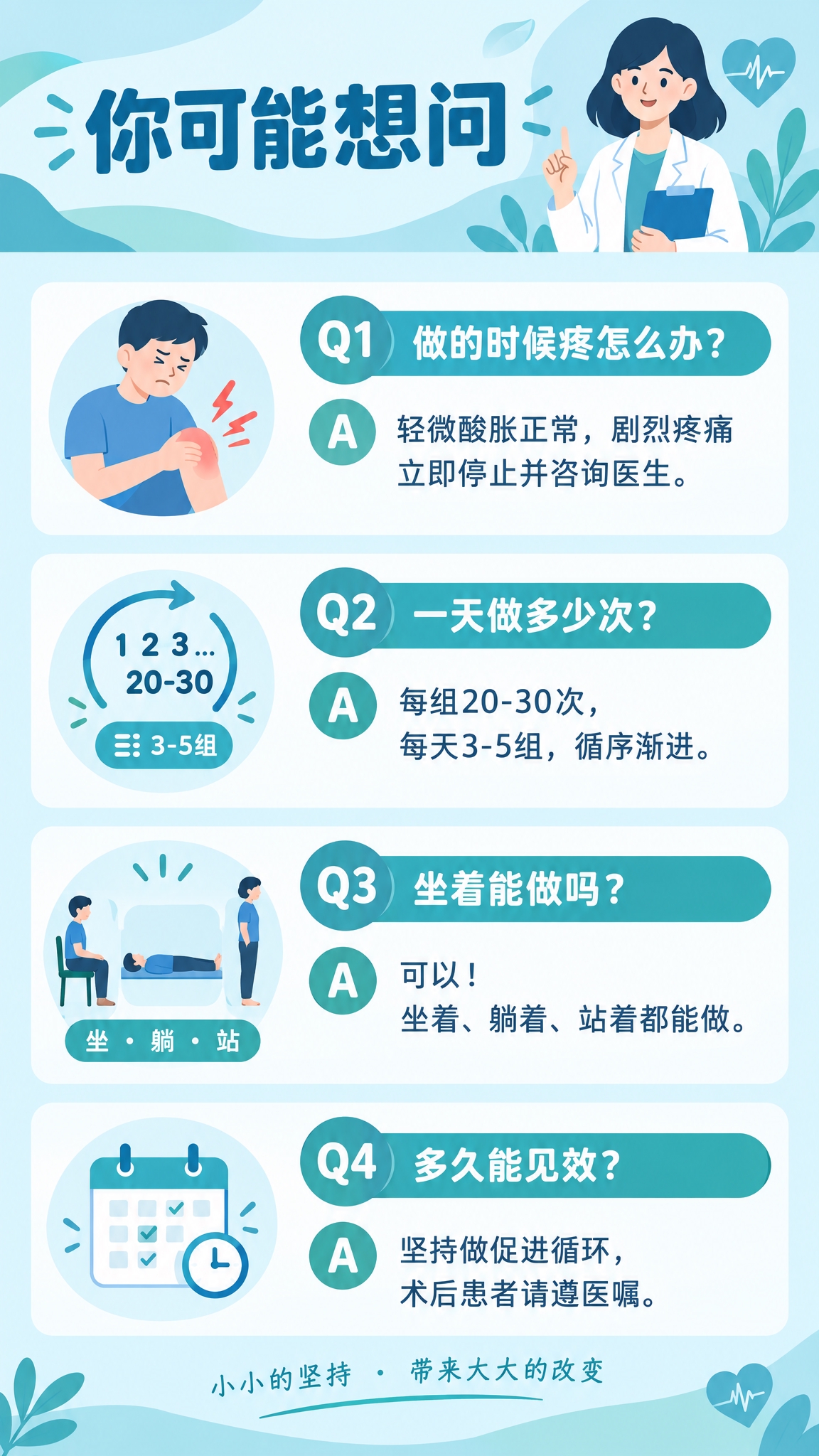 生成一张竖版9:16健康科普信息图（扁平医疗插画风格，蓝青主调… - 图片创意预览