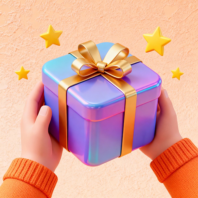 礼物盒子小一点点，人物手动比例大一点点，别的不变