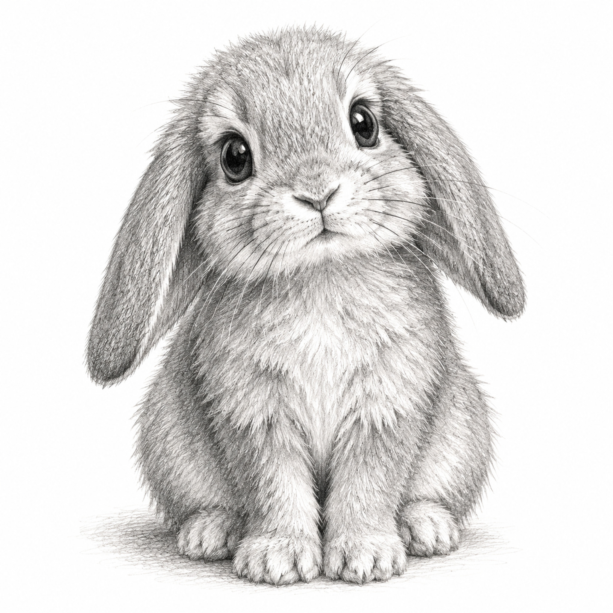 一只可爱的兔子素描画，铅笔手绘风格，细腻的线条勾勒出兔子柔软的… - 图片创意预览