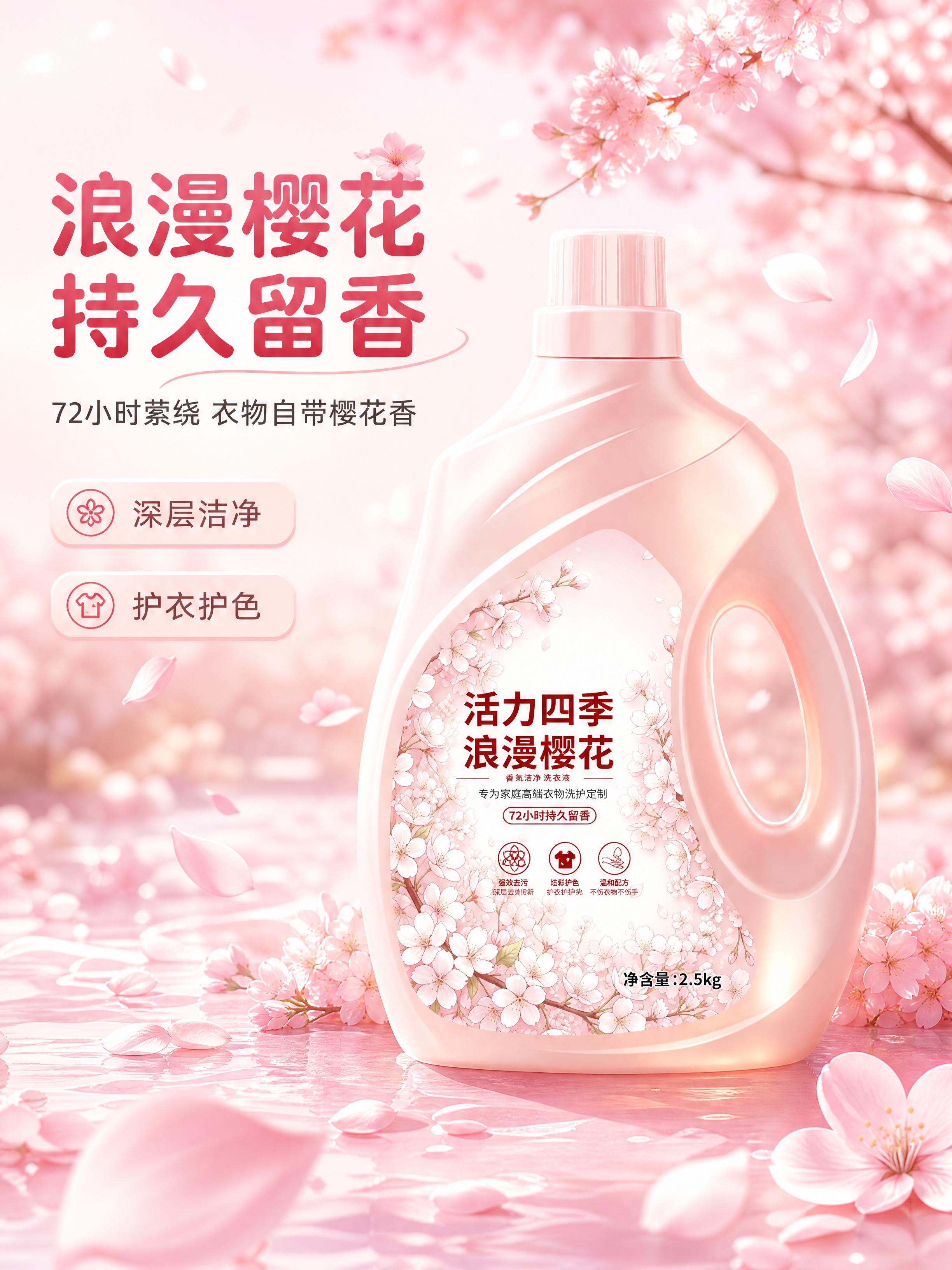 [商品] 使用【图1】活力四季浪漫樱花香氛洁净洗衣液，2.5k… - 图片创意预览