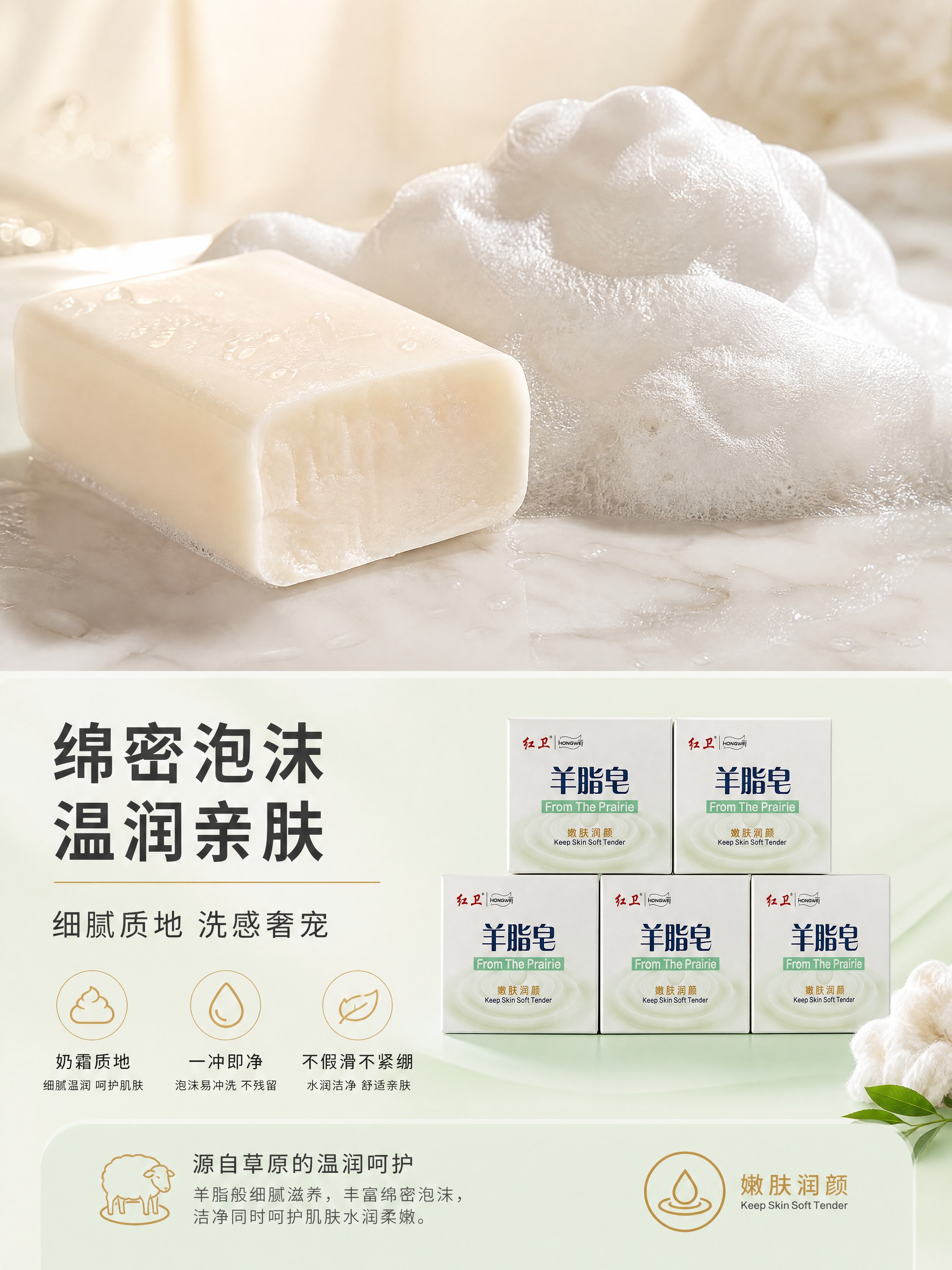 [商品] 使用【图1】红卫羊脂皂产品包装盒及皂体；保留包装所有… - 图片创意预览