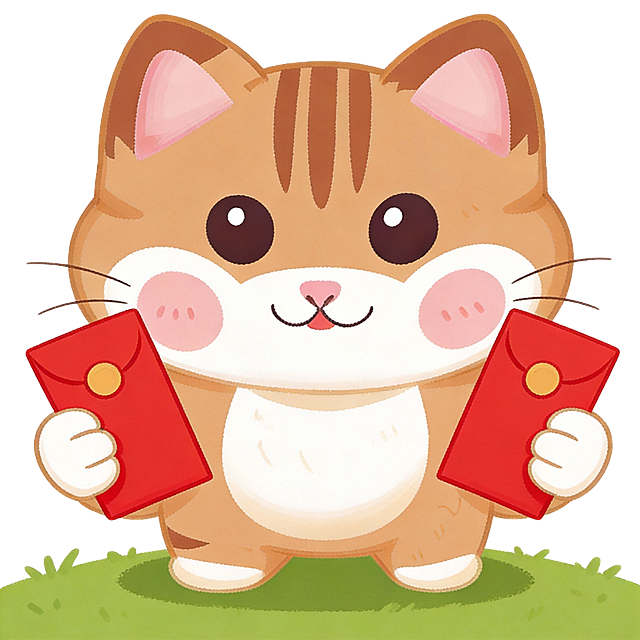 生成拿着红包的小猫咪
