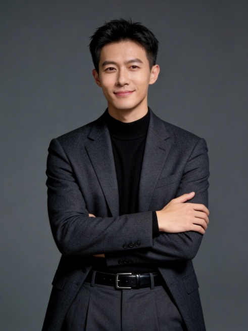 参考图中保留人物脸型、发型、年龄等特征生成职场形象照,标准焦段50mm,f/4光圈(f/2.8-f/4区间),平视视角(镜头与人物视线齐平);人物占画面70%,人物居中(居中构图),位于画面中心,为视预览效果