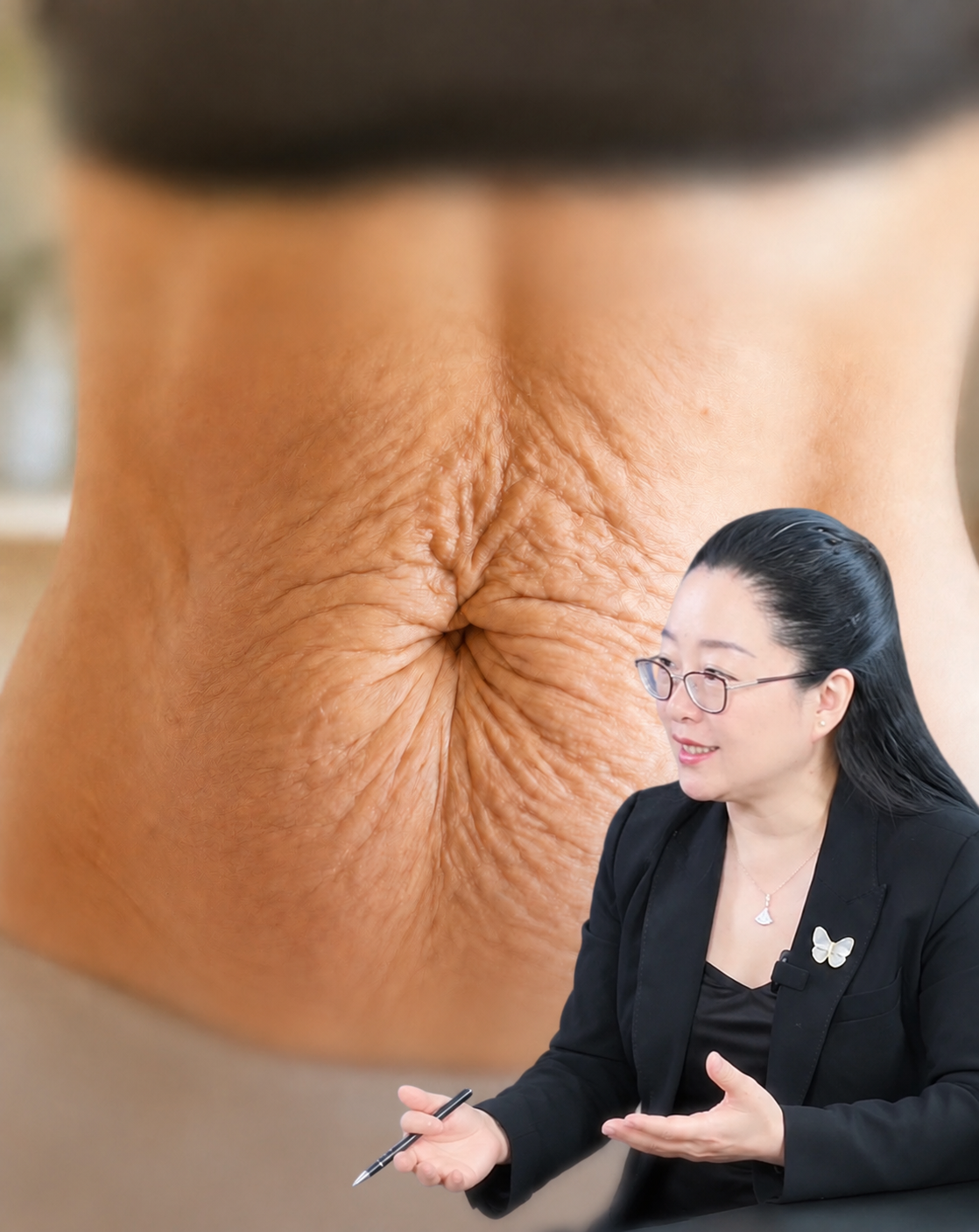 将右下角戴眼镜的女性人物调整为面向左侧（身体和脸部朝向画面左边… - 图片创意预览