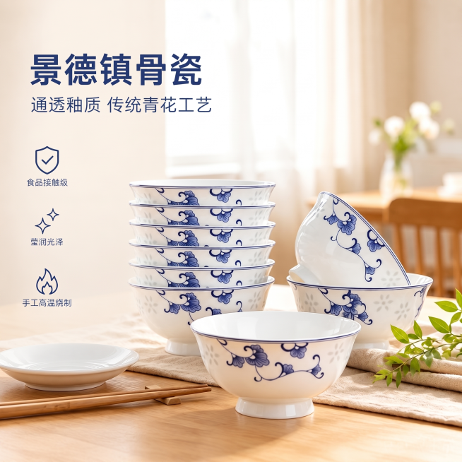 左边叠放的碗边缘模糊了 和原图一样清晰预览效果