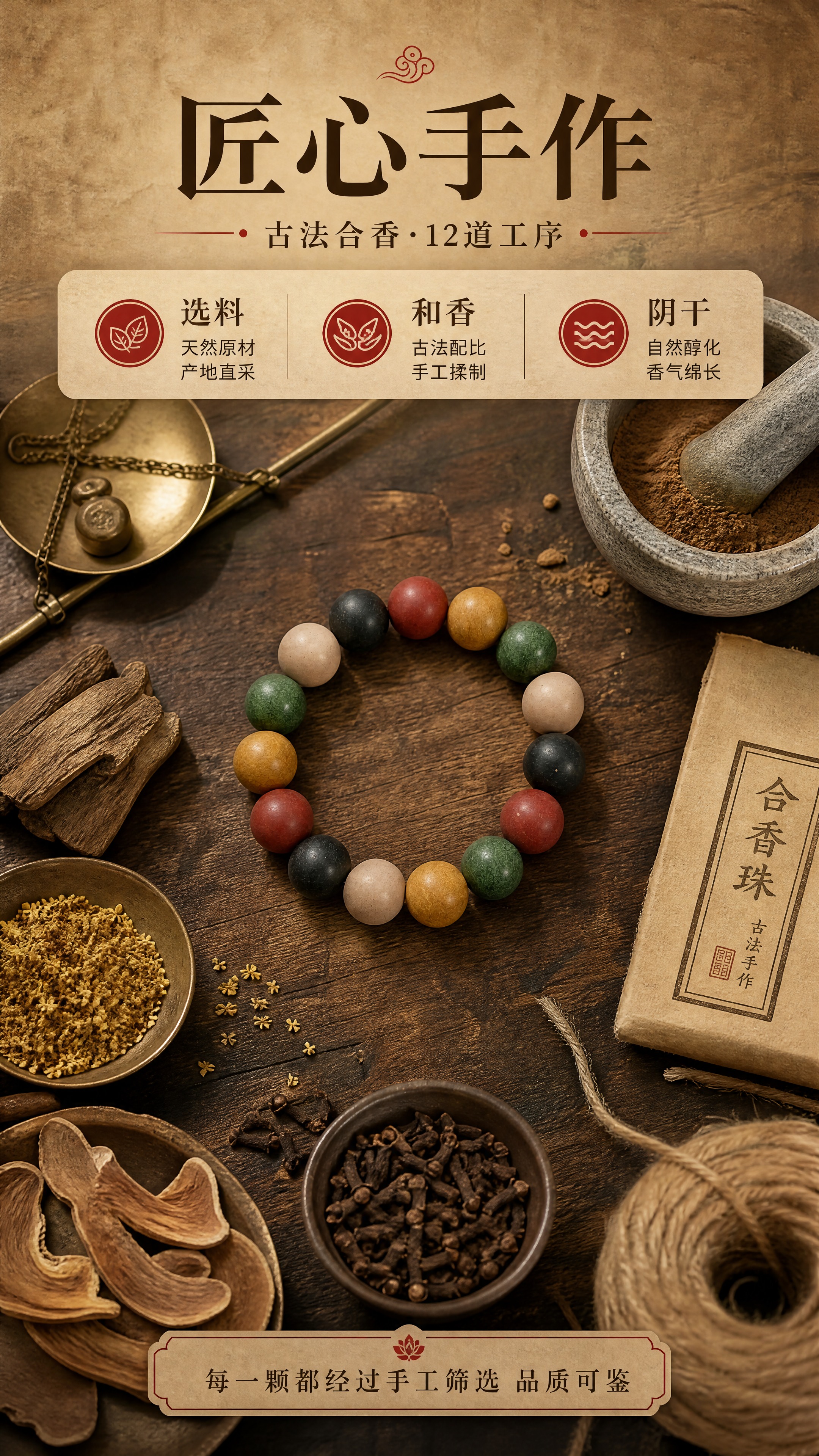 [商品] 使用【图1】五行合香珠手串；保留五色圆珠结构、颜色、… - 图片创意预览