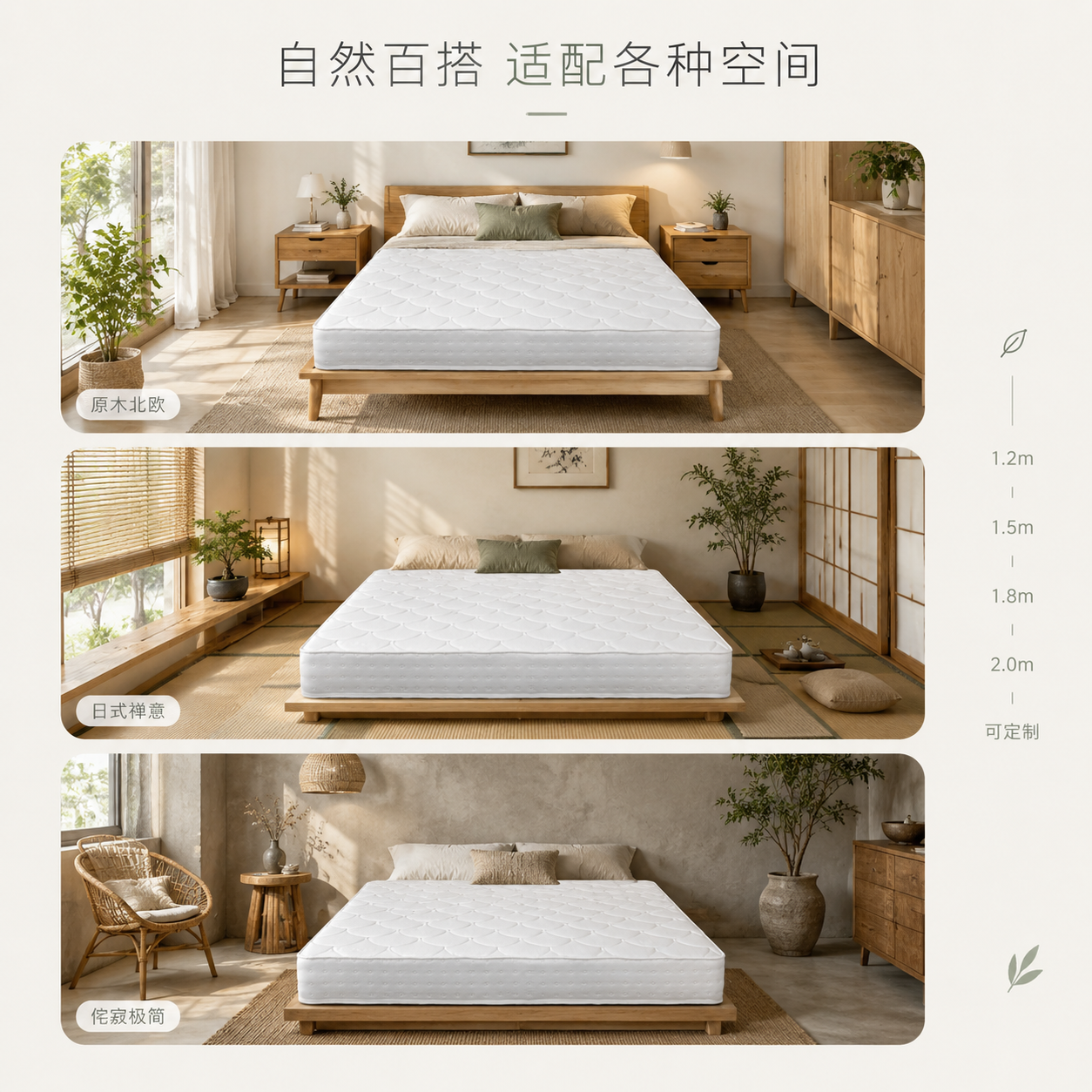 [主图-4 环保主题重制] 多场景适配与环保空间展示图，展示床… - 图片创意预览