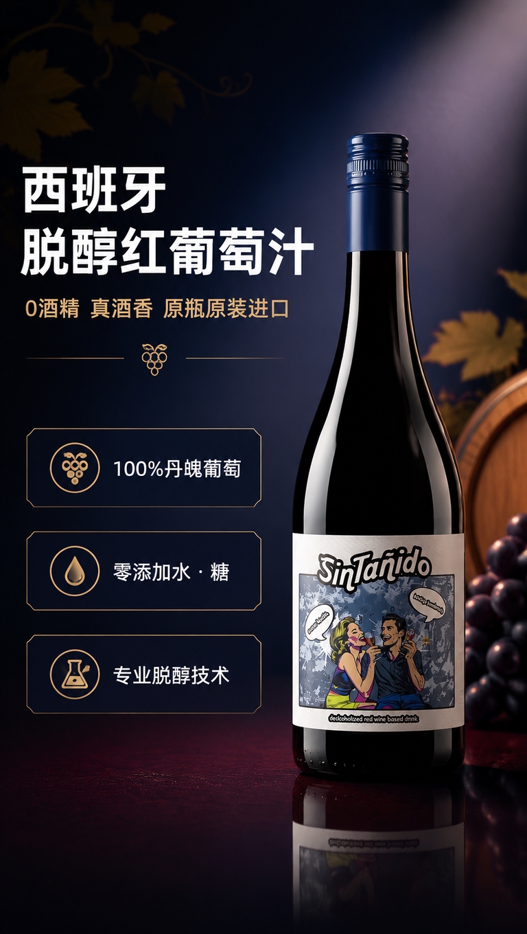 [商品] 使用【图1】新特尼脱醇红葡萄汁酒瓶；保留瓶身结构、深… - 图片创意预览