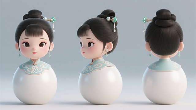 一个不倒翁，古风少女头