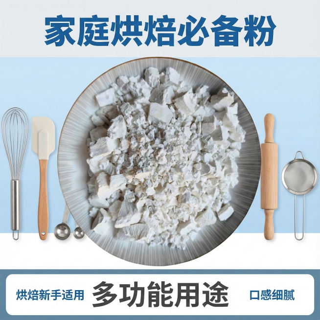 这张图片是产品主体这款产品是白糯米粉主图不变   我需要设计20张主图在拼多多上面售卖   主图设计整体显得高级一些  主图文案内容  制作汤圆、年糕、麻团、雪媚娘等中式点心的优质原料 适配蒸煮炸多种预览效果