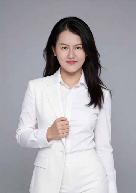 参考图中保留人物脸型、发型、年龄等特征生成职场美女形象照，调整五官比例让五官更精致立体，打造性感妩媚气质，身体微微舒展增添性感氛围感；标准焦段50mm,f/4光圈(f/2.8-f/4区间),平视视角(预览效果