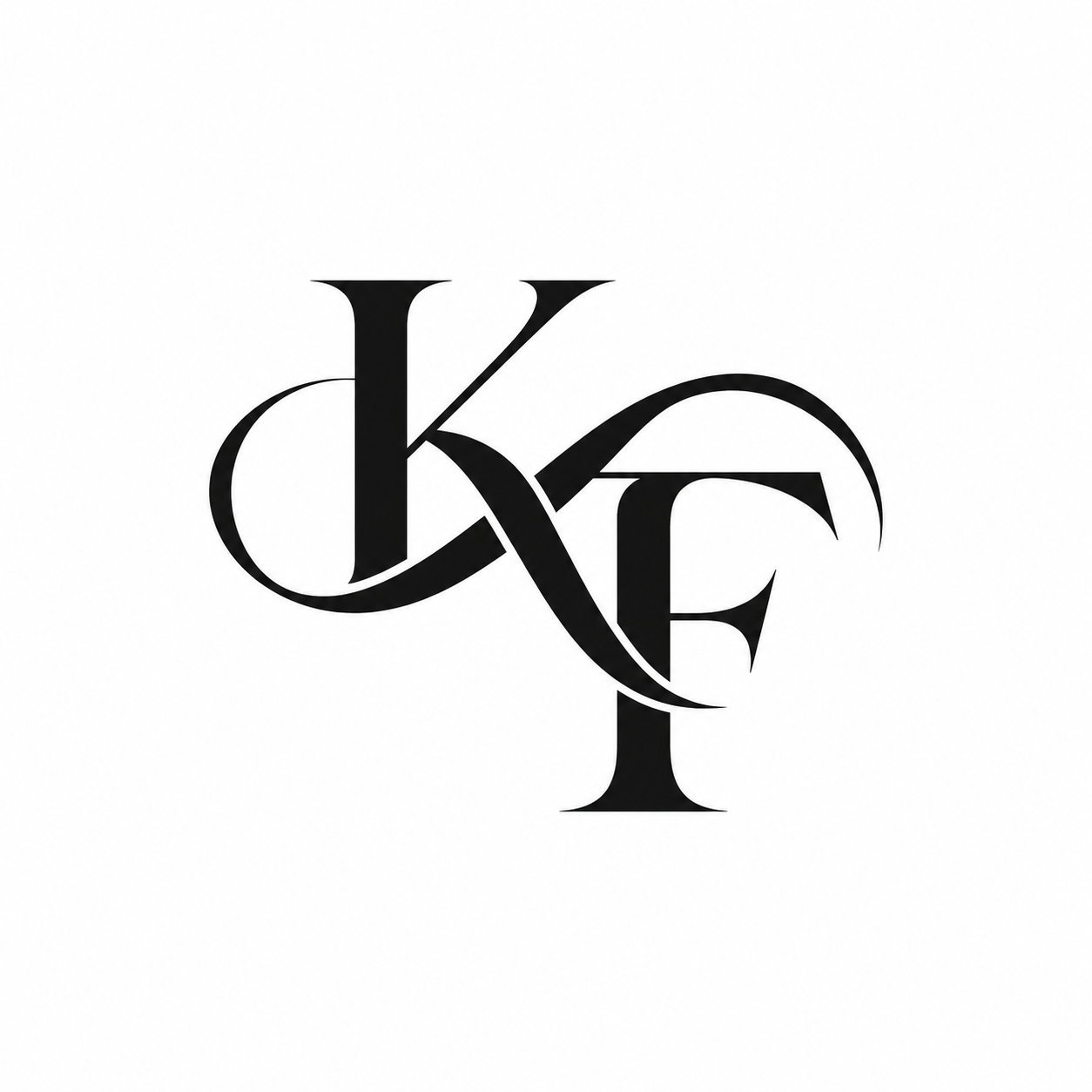 KF字母交织logo设计，K和F两个字母以流畅的曲线相互缠绕交… - 图片创意预览