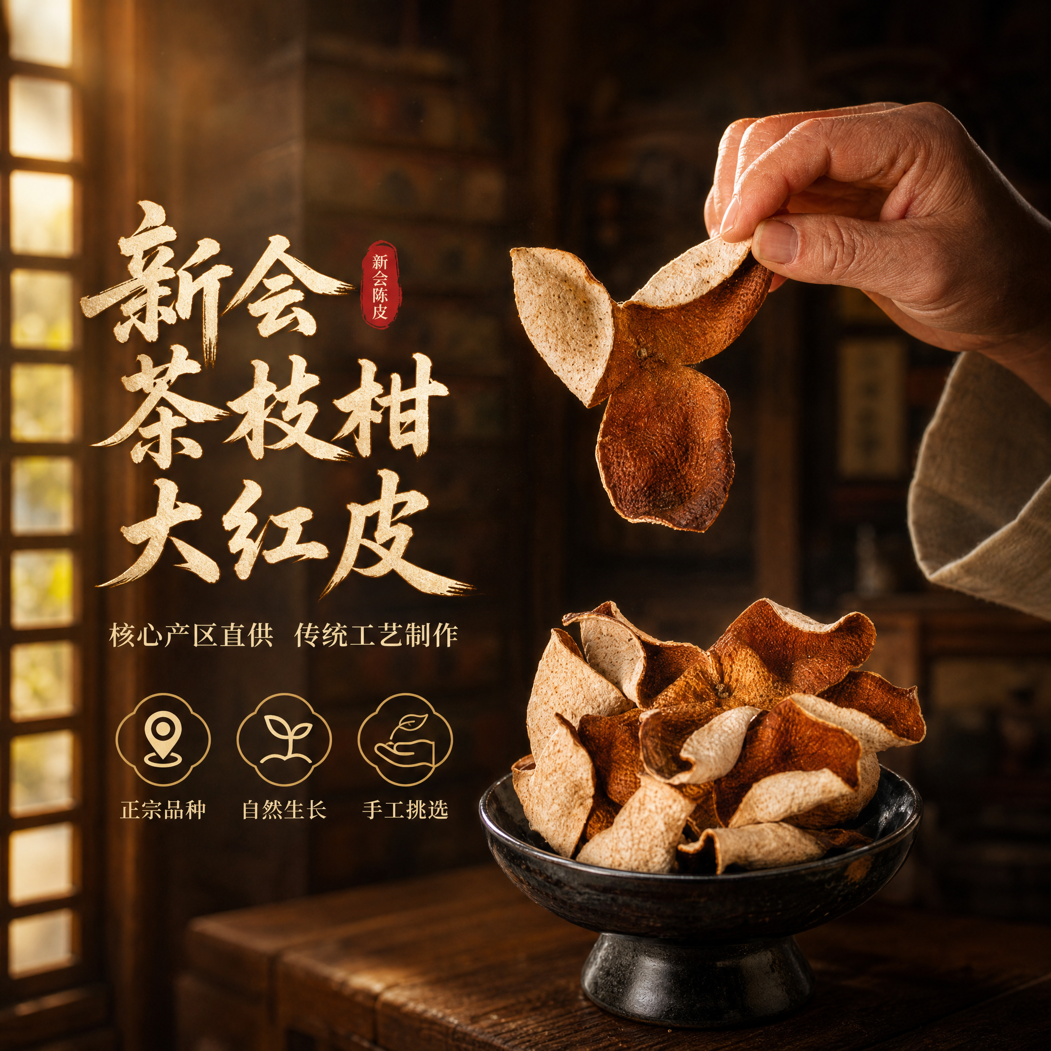 [主图-2] 主题：新会茶枝柑大红皮。核心亮点溯源图，展示陈皮… - 图片创意预览