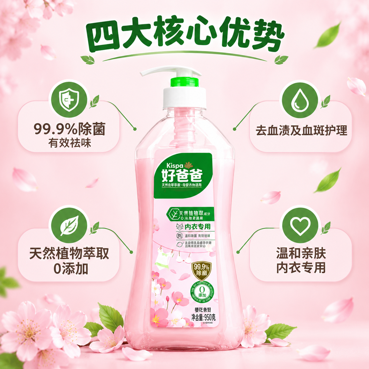 [商品] 使用【图1】好爸爸内衣洗衣液950g单瓶；保留透明瓶… - 图片创意预览