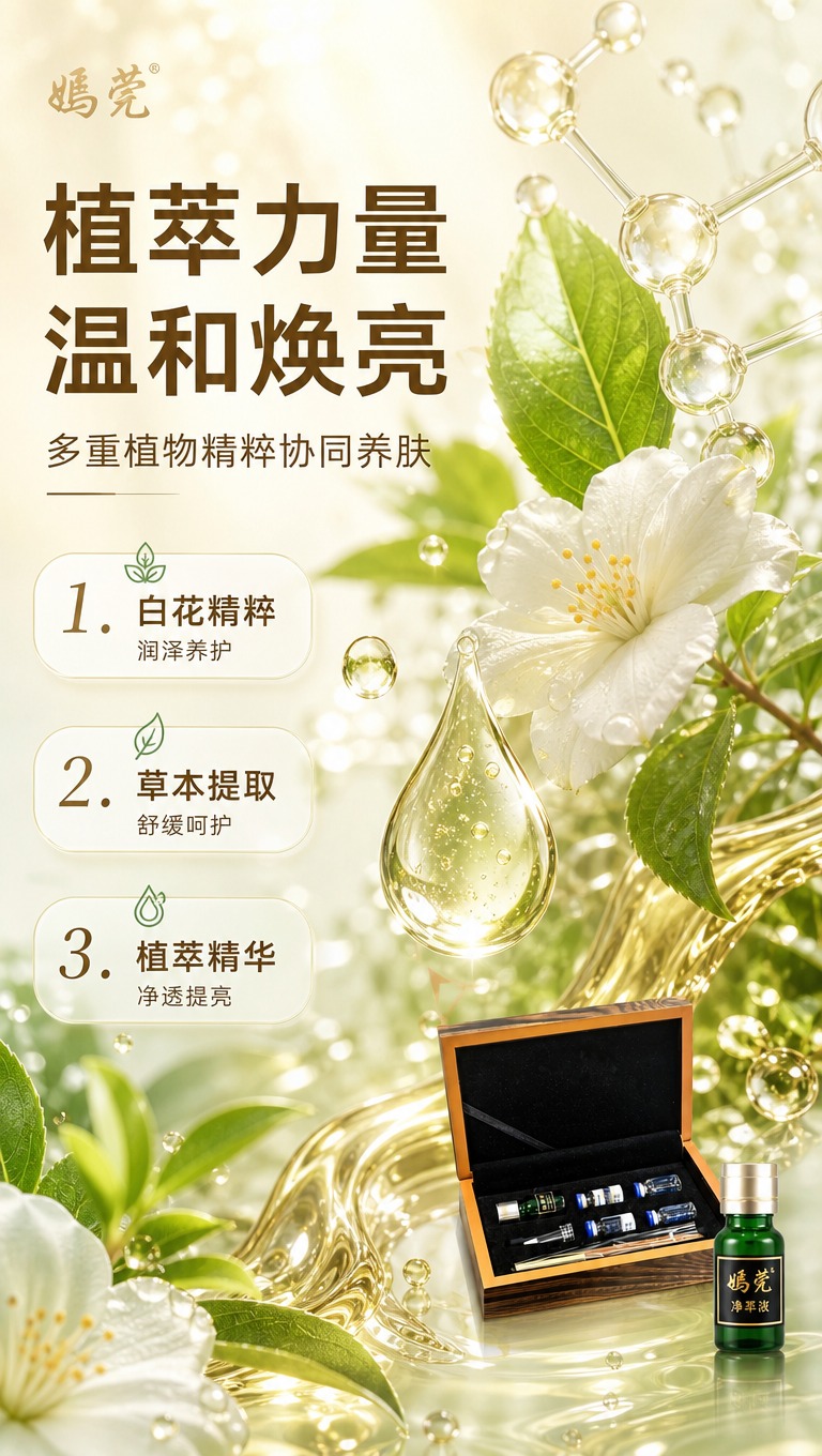 [商品] 使用【图1】嫣莞净萃液套盒中的绿色精华瓶与安瓶元素；… - 图片创意预览