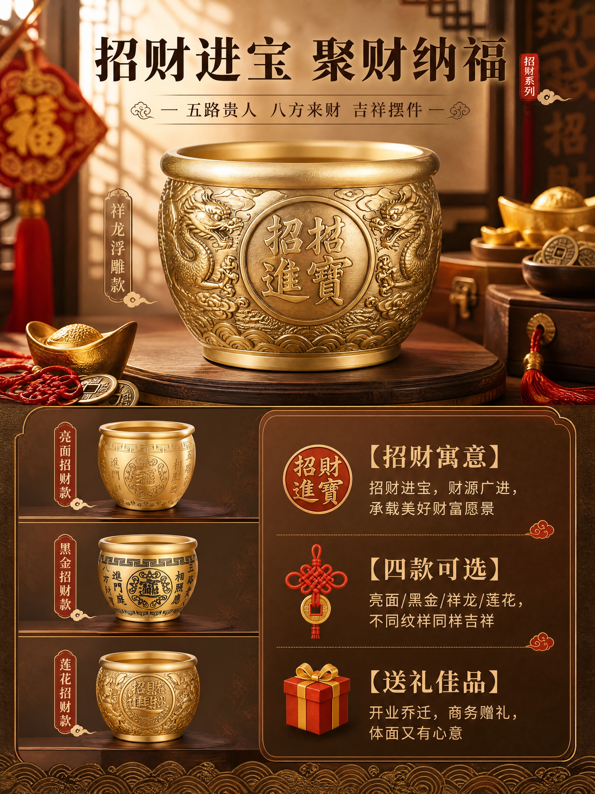 [商品] 使用【图2】【图4】【图5】【图6】四款招财主题黄铜… - 图片创意预览