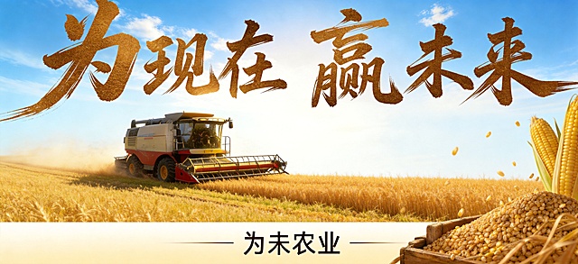 将所有文字整体向下调整10厘米，把背景整体换成纯蓝天白云，保留玉米和文字内容，保持整体风格一致