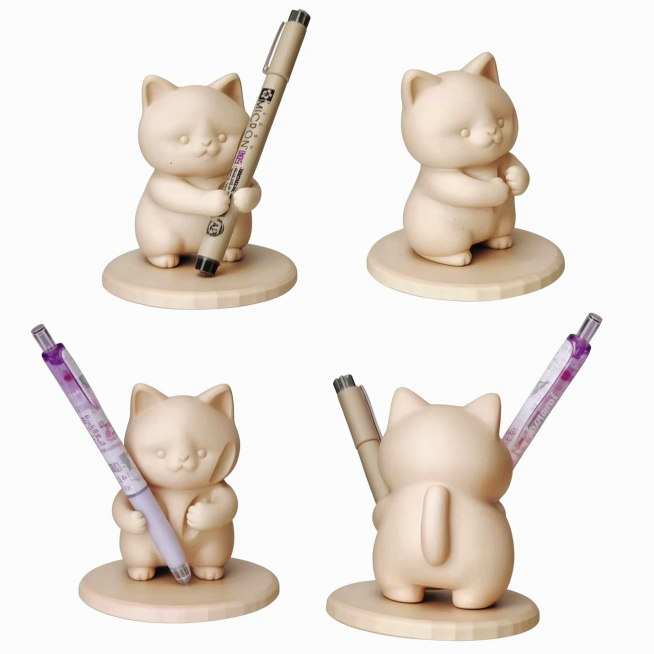 多角度猫咪笔架组合展示，展示不同摆放角度，1:1比例，无白边预览效果