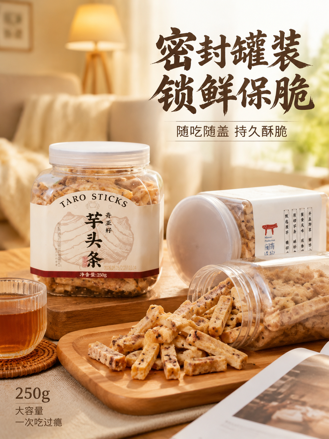[主图-4] 包装卖点 密封罐装 锁鲜保脆 场景化展示 [统一… - 图片创意预览
