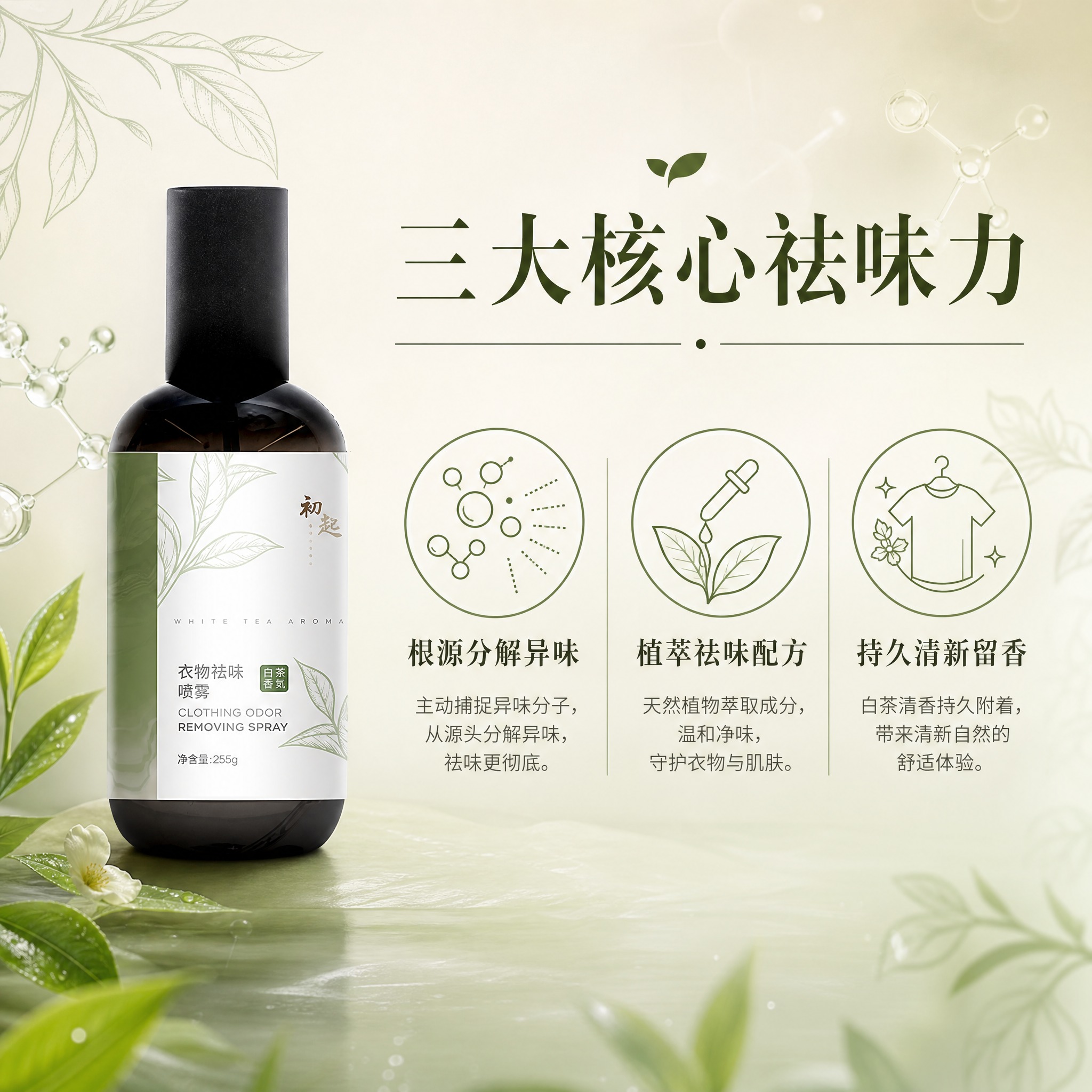 [主图-2] 核心功效卖点，展示衣物祛味香氛喷雾的除味原理和核… - 图片创意预览