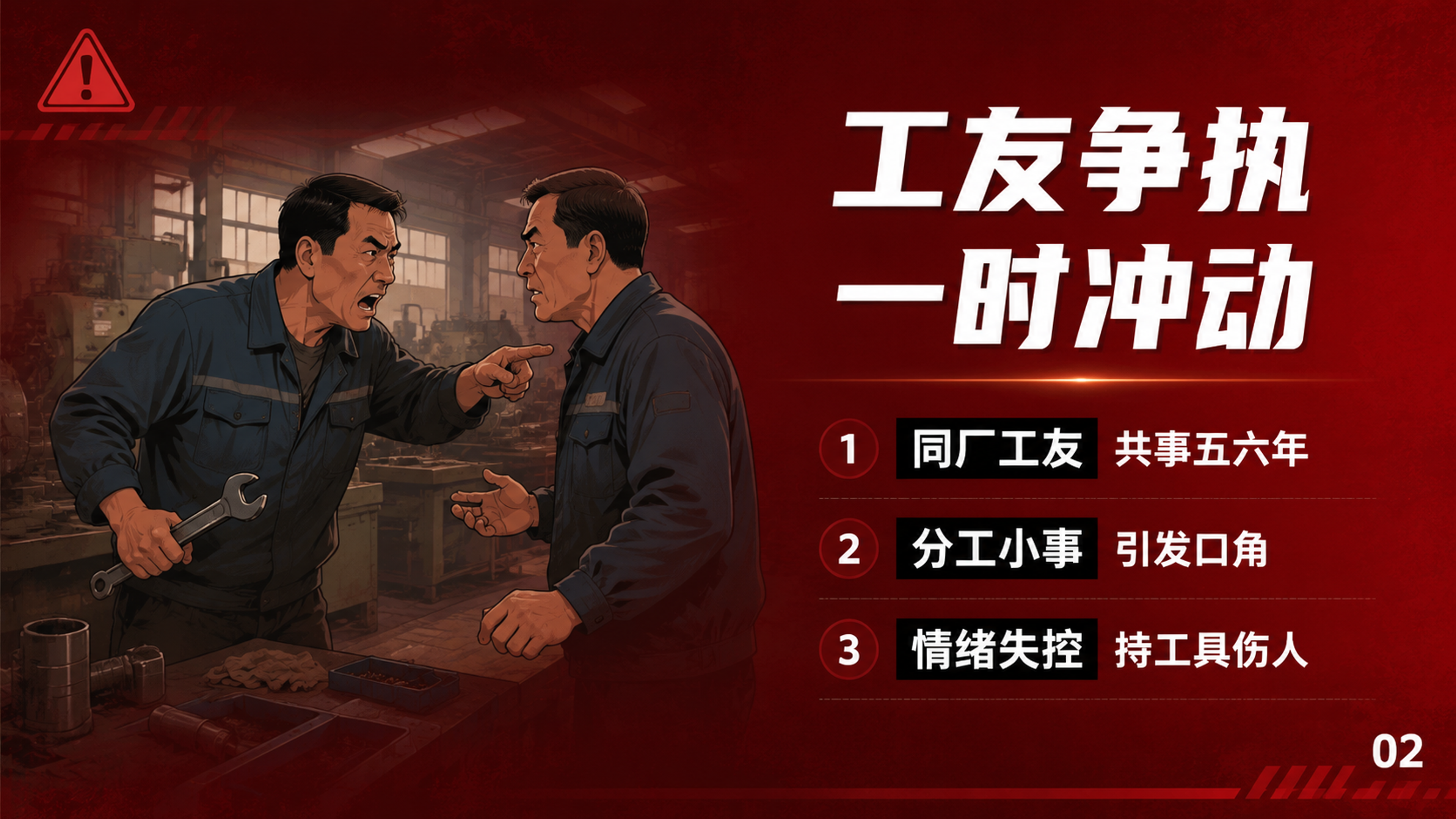 法律知识课程PPT第二页，16:9横版，深红警示风格，与前一页… - 图片创意预览