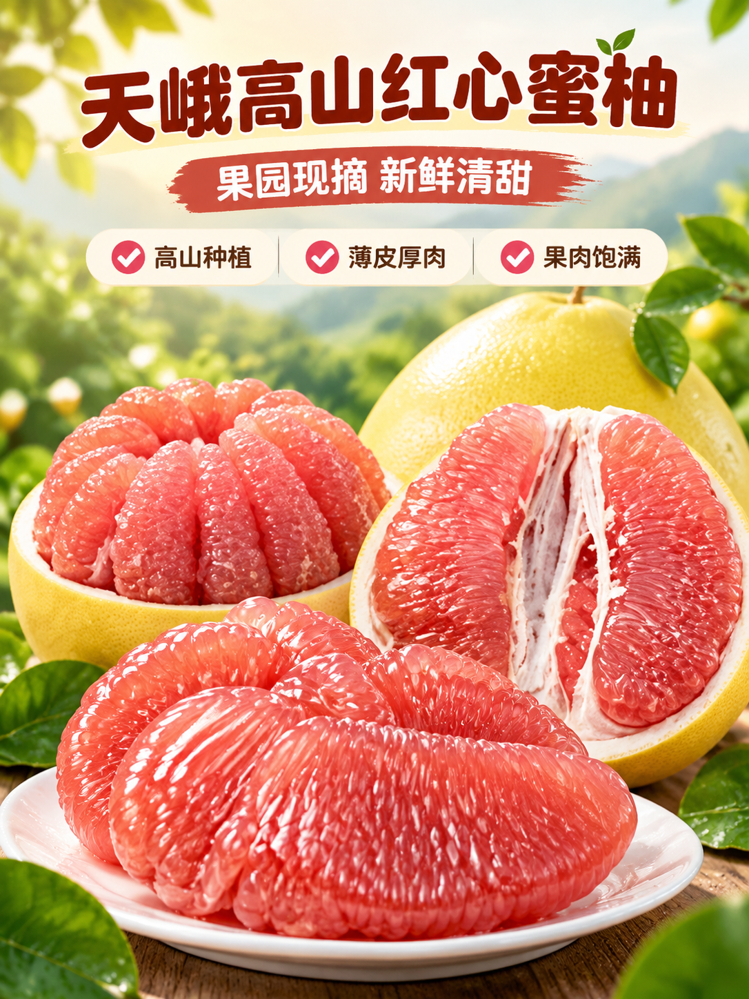 [商品] 使用【图1】红心蜜柚果肉特写、【图7】对半切开红心蜜… - 图片创意预览