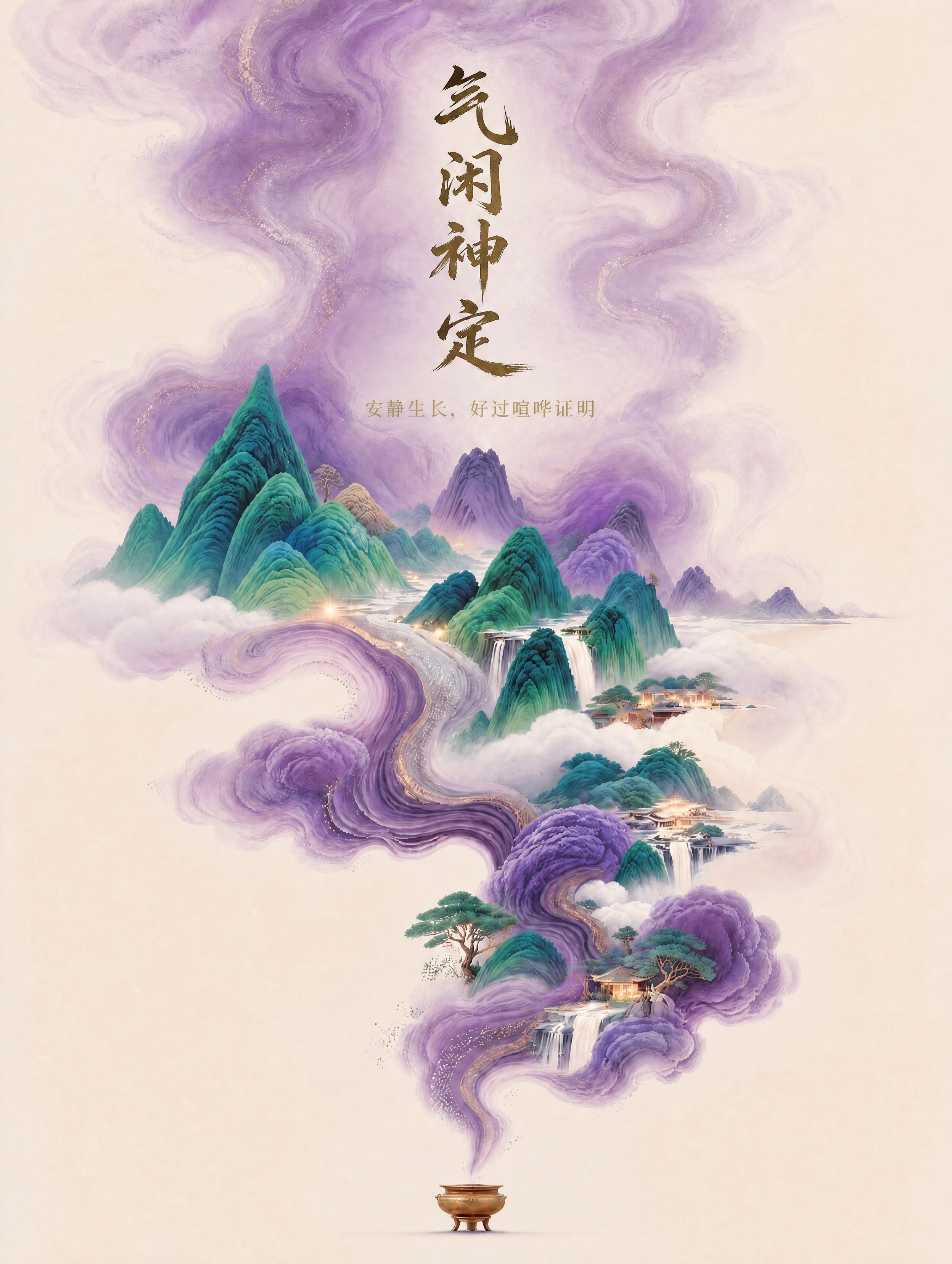 基于图二进行修改：将图一中的"气闲神定"四个字替换到图二上，并… - 图片创意预览