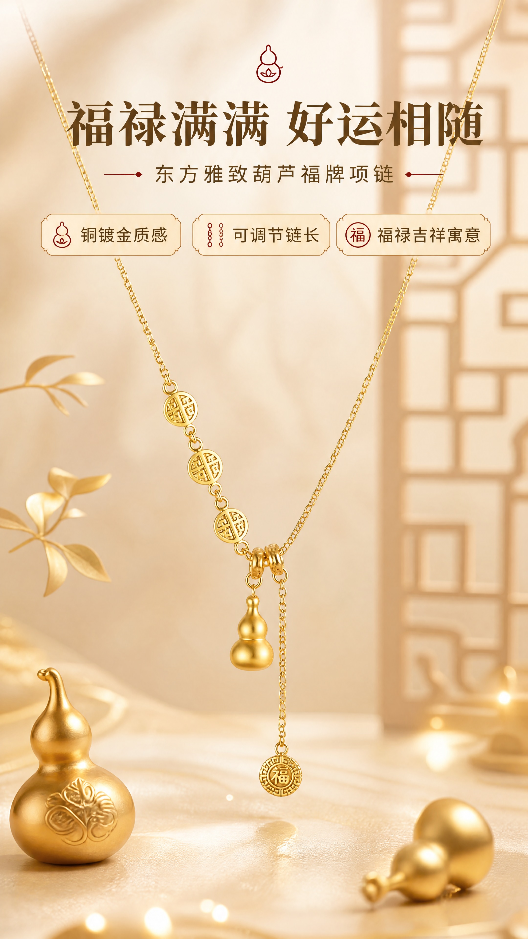 [商品] 使用【图1】清风茗饰福禄满满项链；保留金色细链、铜钱… - 图片创意预览