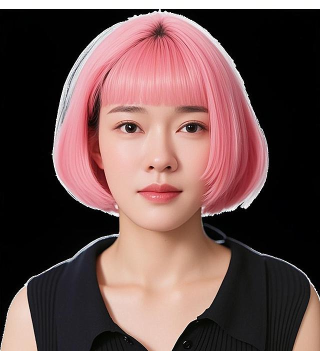 长发变成短发，并且粉色